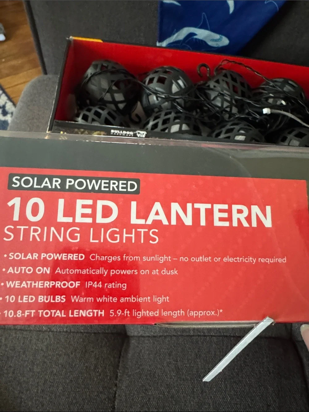 Brand New LED Black Lantern String Lights — Solar-Powered  Set of 2